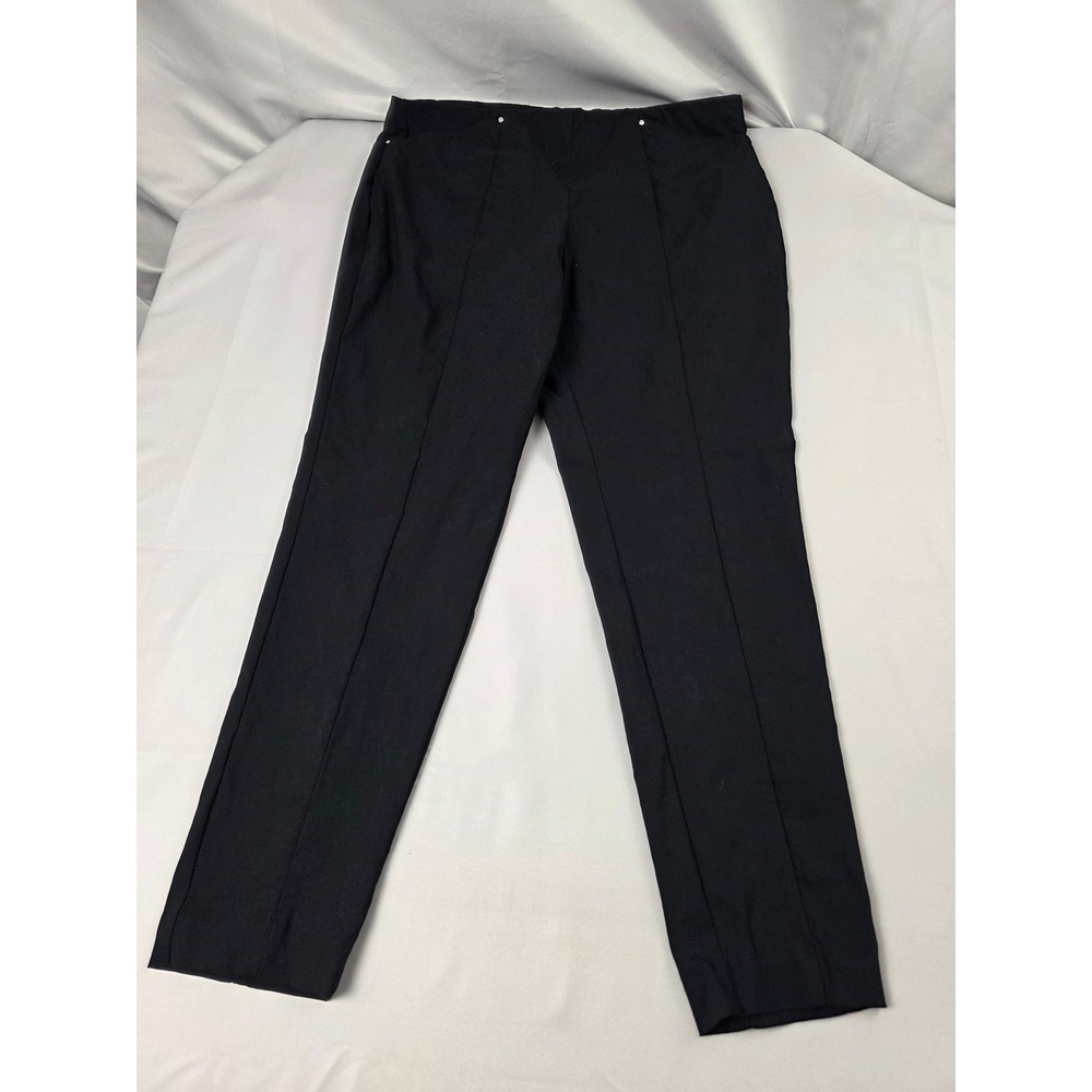 Calvin Klein Womens Black Pull On Straight Leg Trousers Front Seam 33x28